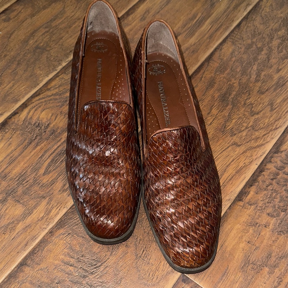 Naturalizer Brown Woven Leather Loafers